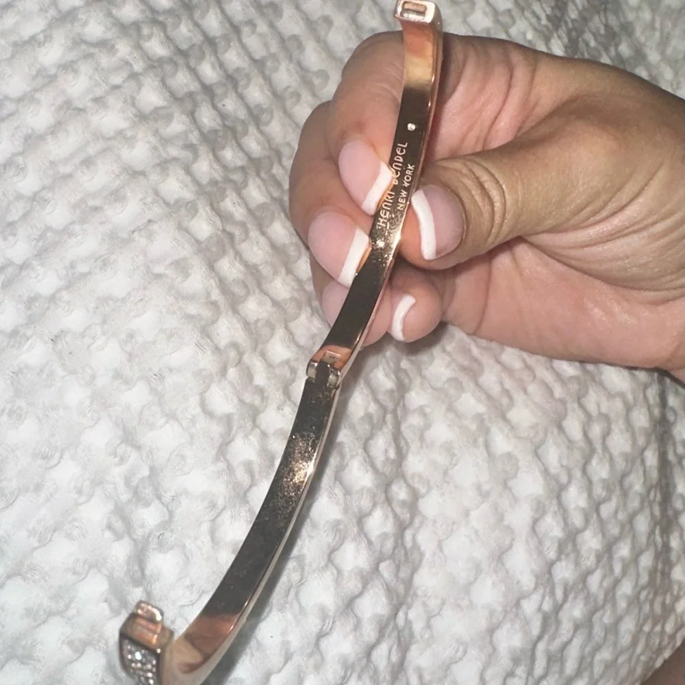 LUX BANGLE✨Rose Gold screw rivet pave crystal BRACELET love bangle Henri bendel